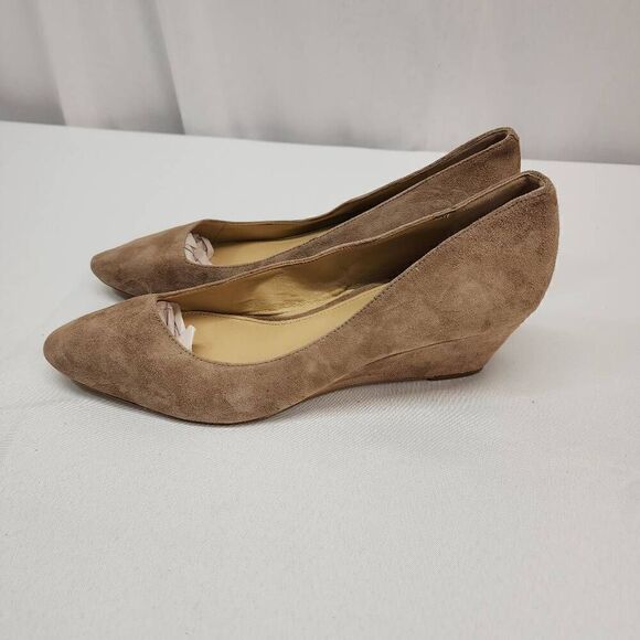 Talbots Size 10 Lanely Asymmetrical Wedges - Tan Leather Suede Comfort Career A - Picture 6 of 10